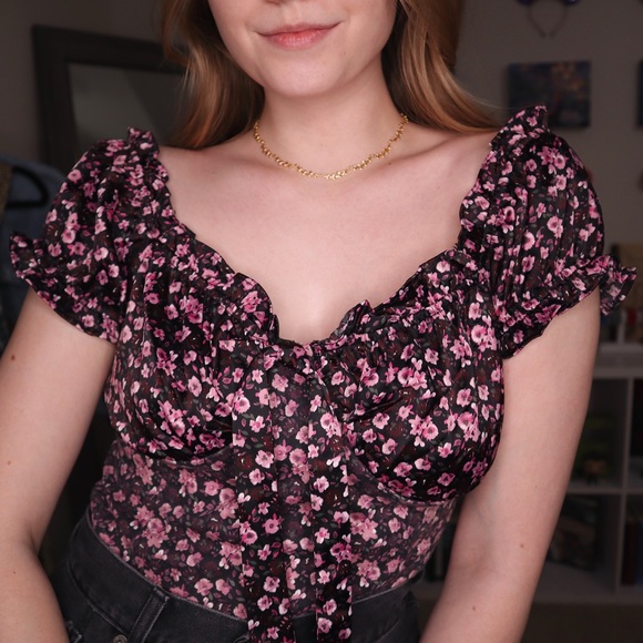 wild fable Tops - NWOT Wild Fable Pink Floral Milkmaid Top